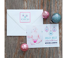 Retro Ornaments - Pink & Aqua Printable Photo Holiday Card